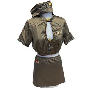 Frederick's of Hollywood Army Girl Costume Set Olive‎ Green Small Sexy
